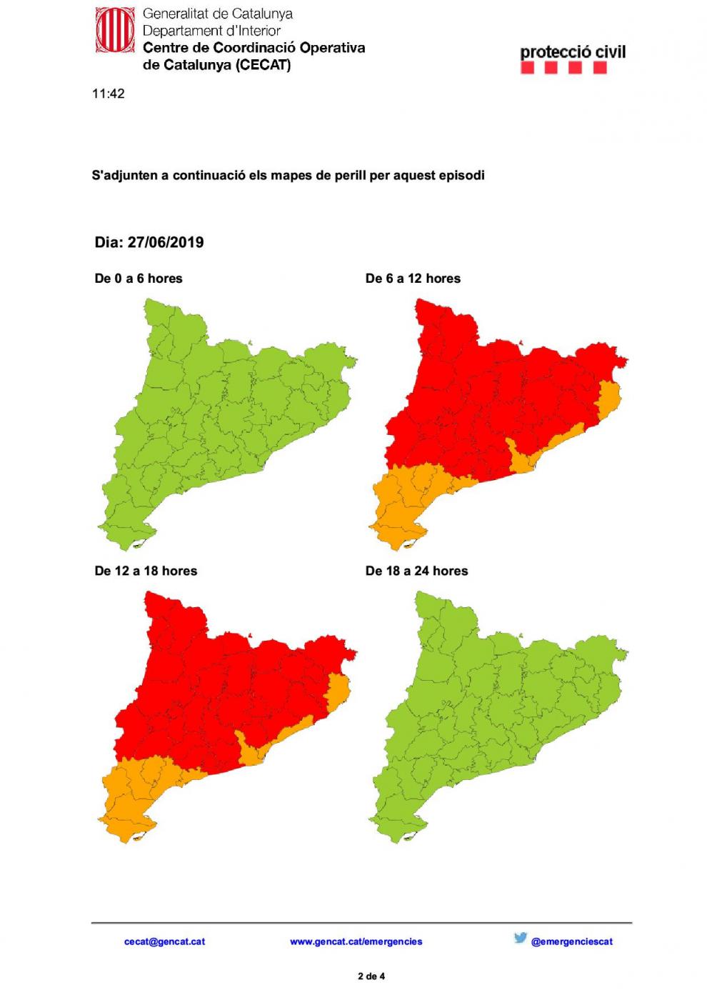 Comunicat d'actualització de la fase d'alerta del PROCICAT per l'onada de calor